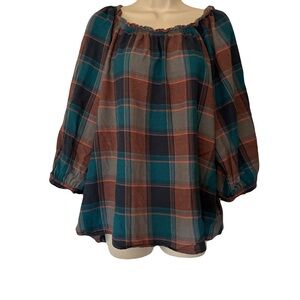 Knox Rose Vintage Multicolor Plaid Top